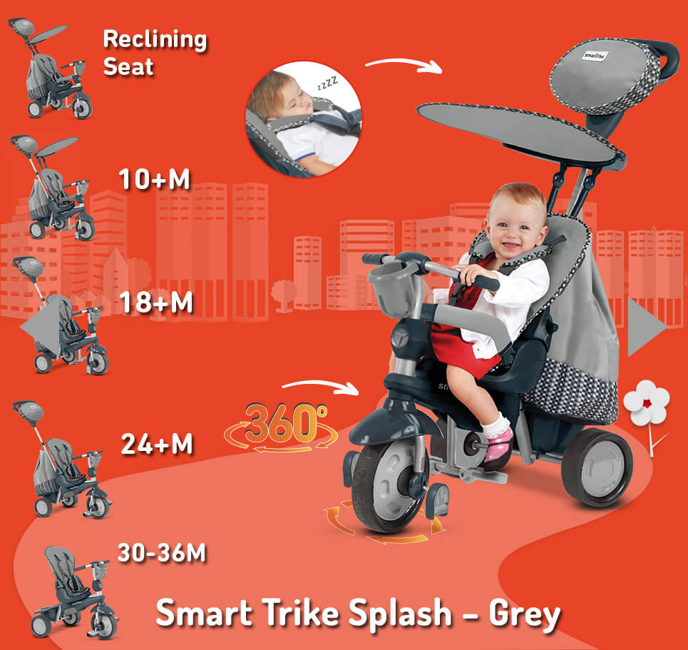 smart trike 5 in 1 splash reclinable with touch steering smart trike 5 in 1 splash reclinable with touch steering