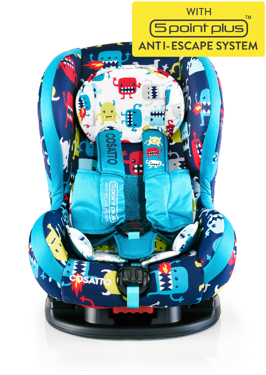 Cosatto Moova 2 Carseat (5 Point Plus Anti-Escape Harness) with Free Tummy pad and Chest pads