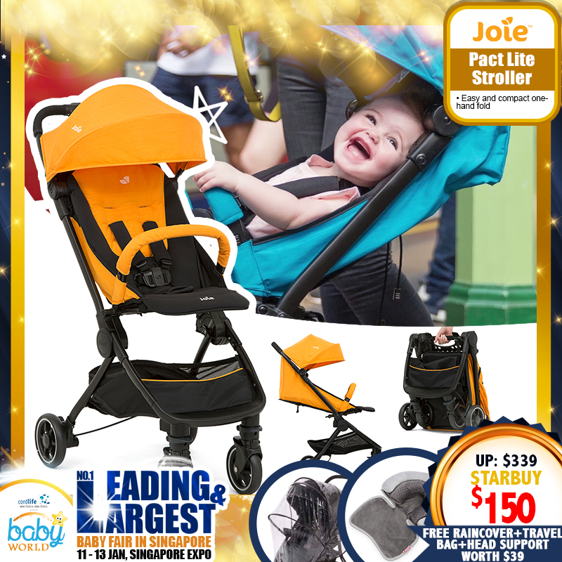 Joie Pact Lite Stroller + Free raincover, travel bag and Little Tikes Dual Head Support worth $39